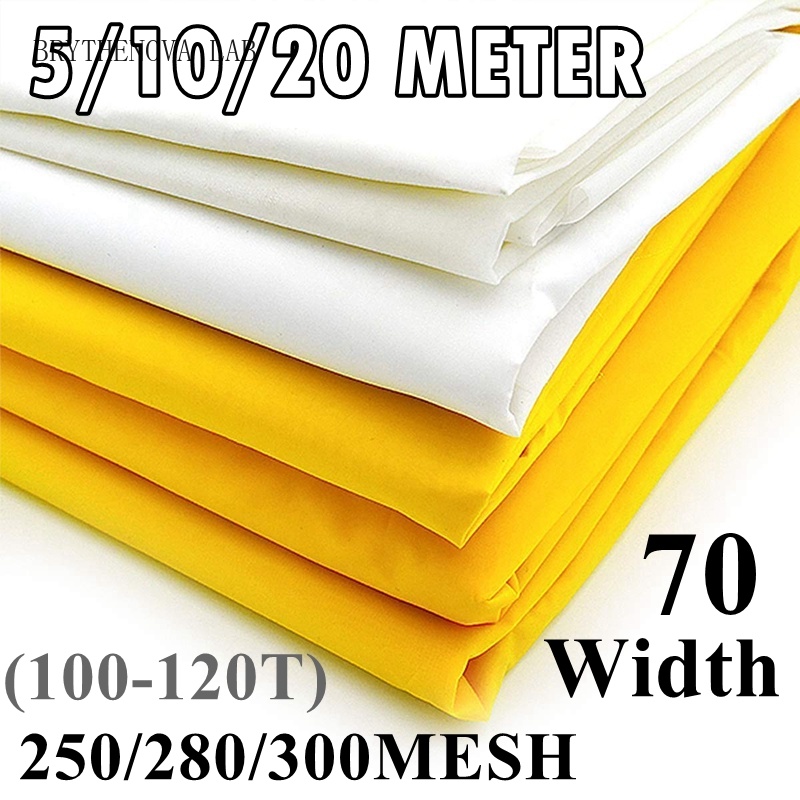 Commercial Fabric Printing - ผ้าตาข่ายพิมพ์ซิลค์สกรีน ขนาดกว้าง 70 ซม. 100/120/150T ผ้าตาข่ายโพลีเอสเตอร์สีเหลือง