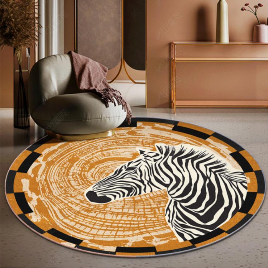 Commercial Fabric Printing - Modern ZEBRA Tiger เสือดาวพิมพ์พรมสําหรับตกแต่งห้องนั่งเล่นห้องนอนรอบชั้นพรม 3D Nordic