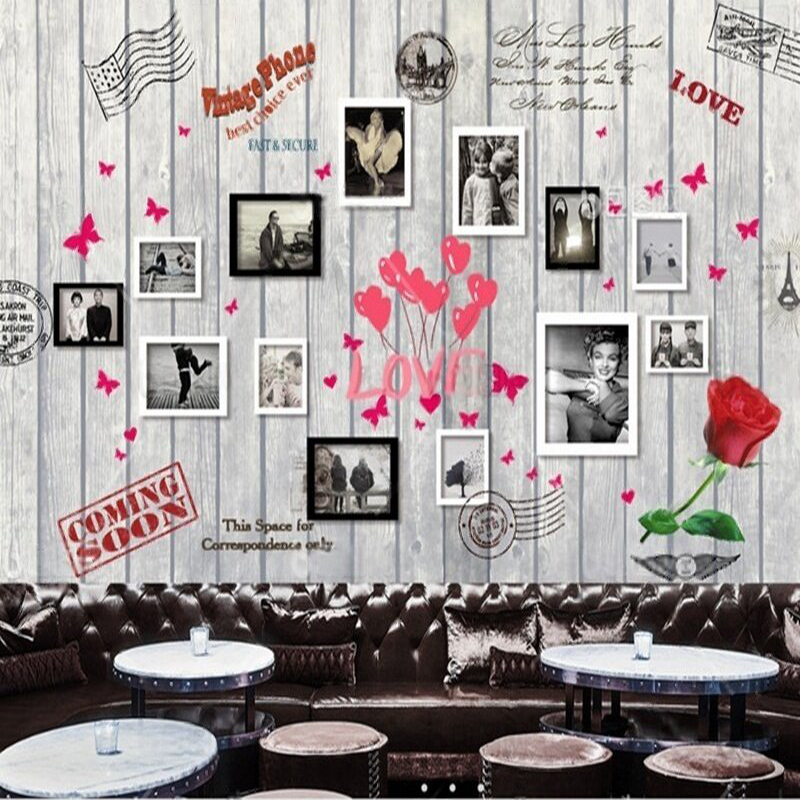 Commercial Wall Printing - ภาพลายไม้รูปหัวใจสไตล์ยุโรปและอเมริกา ของตกแต่งบ้านหรูหรา ตกแต่งห้องนอน ตกแต่งพื้นหลังผนังเชิงพาณิชย์